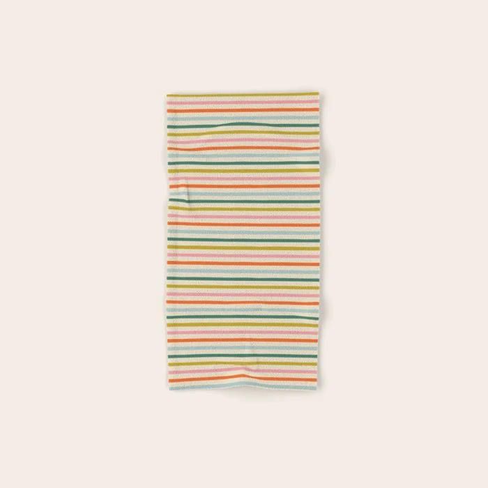 Colorful retro stripe line art pattern Bath Towel