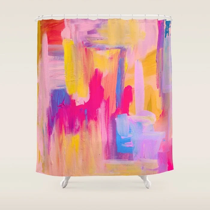 Summer Pink Pastel Abstract Shower Curtain