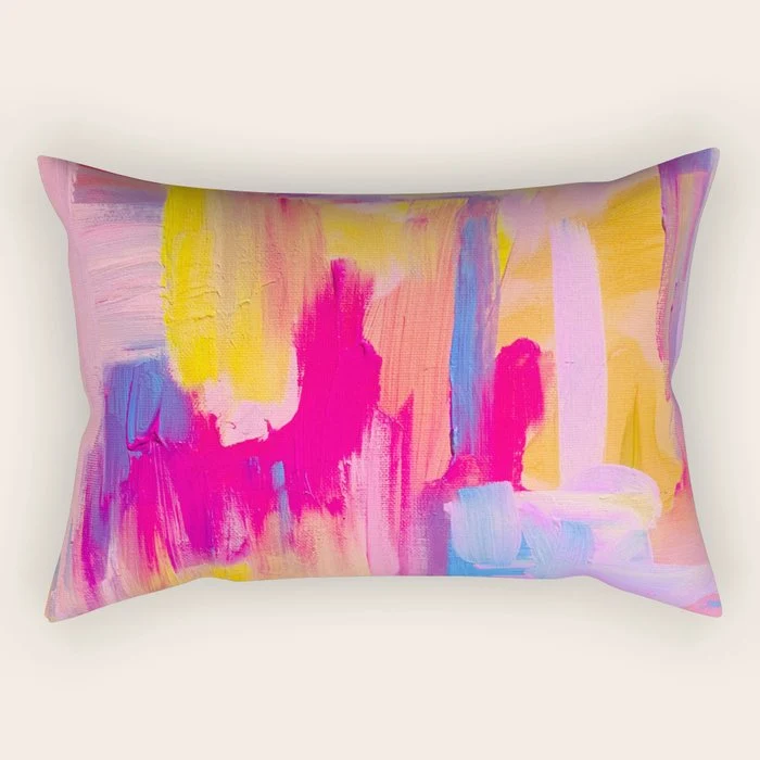 Summer Pink Pastel Abstract Rectangular Pillow