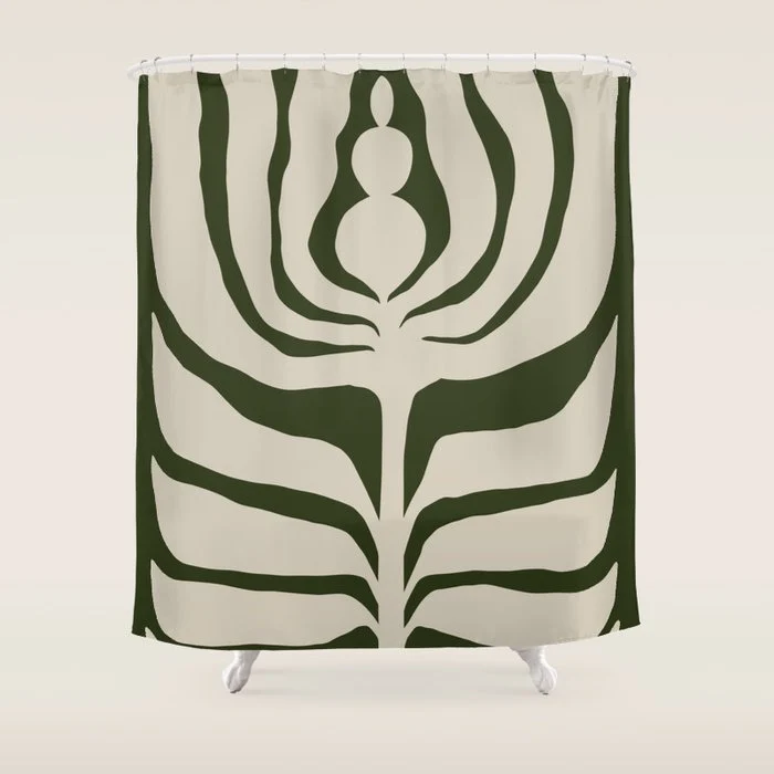 Night Bloom - Green Shower Curtain