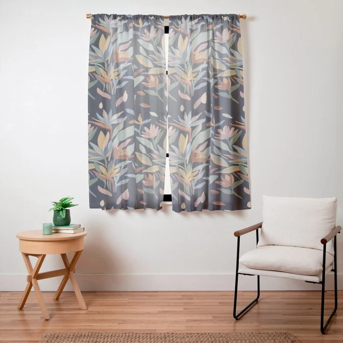 Hand Painted Floral Garden Night Window Curtain