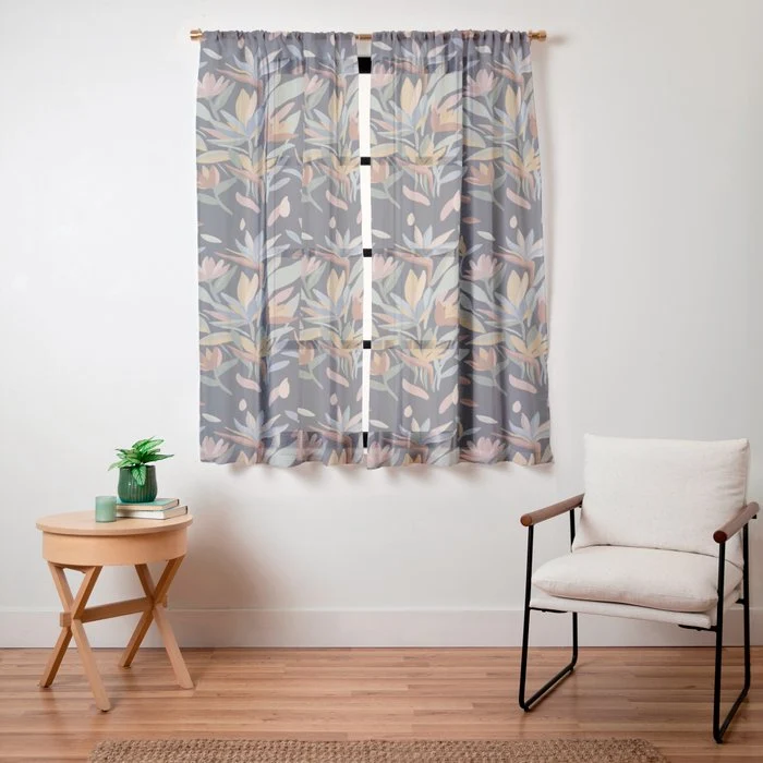 Hand Painted Floral Garden Night Window Curtain
