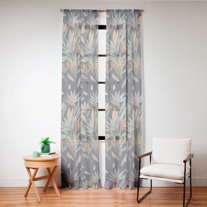 Hand Painted Floral Garden Night Window Curtain