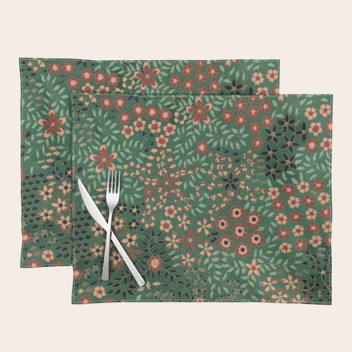 Japanese floral print pattern Placemat