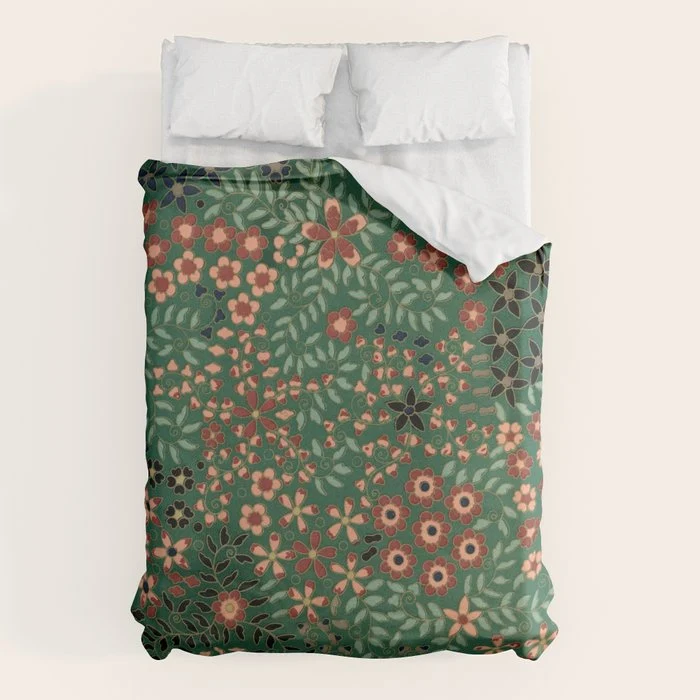 Japanese floral print pattern Duvet Cover