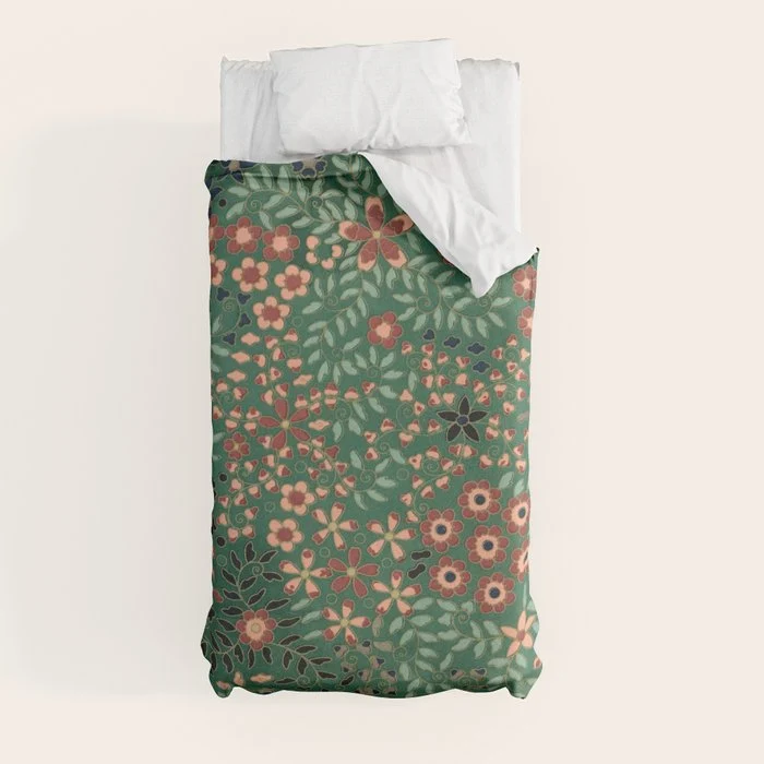 Japanese floral print pattern Duvet Cover