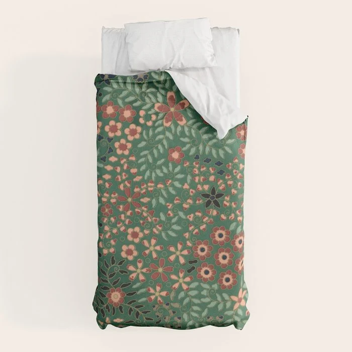 Japanese floral print pattern Duvet Cover