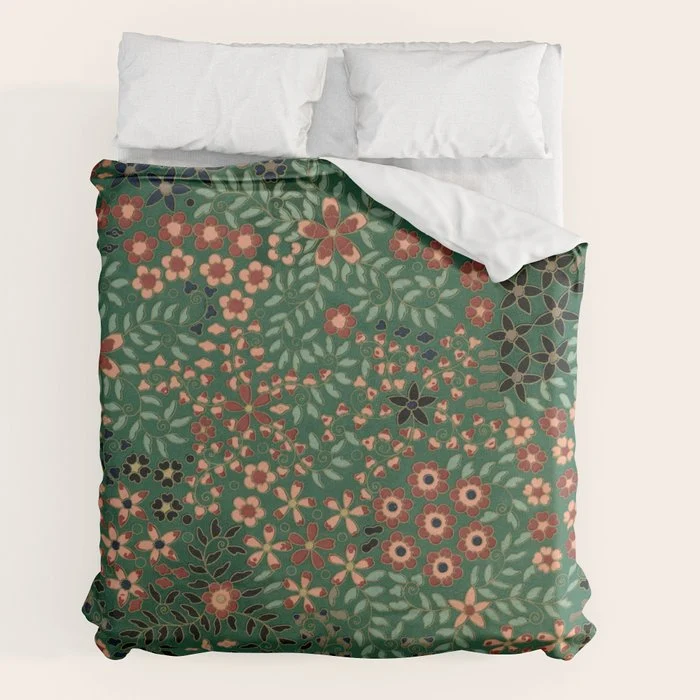Japanese floral print pattern Duvet Cover
