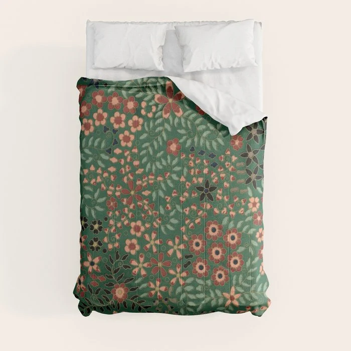 Japanese floral print pattern Comforter