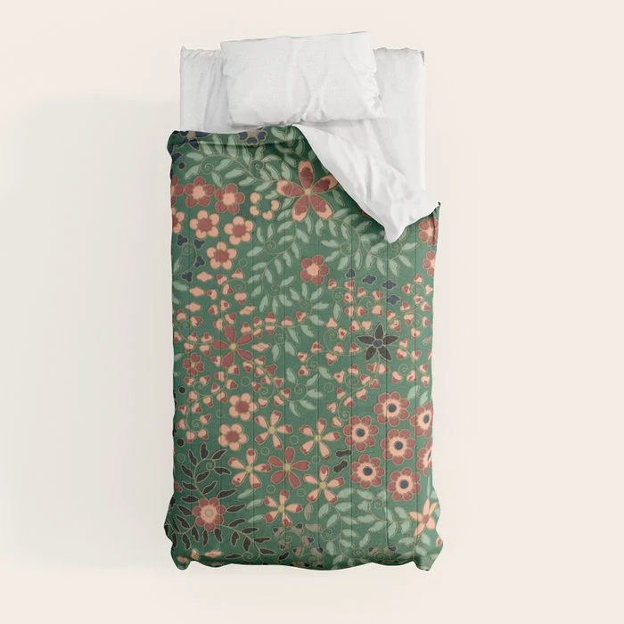 Japanese floral print pattern Comforter