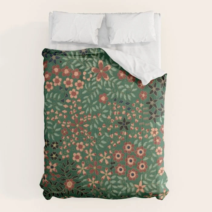 Japanese floral print pattern Comforter
