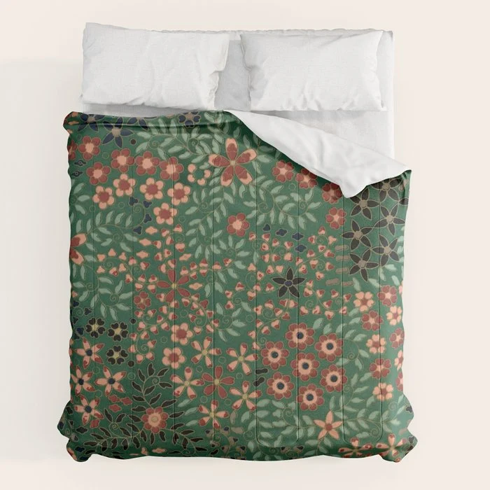 Japanese floral print pattern Comforter
