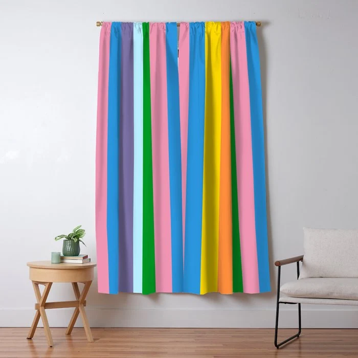 Fun Stripes Colorful Vertical Pattern Window Curtain