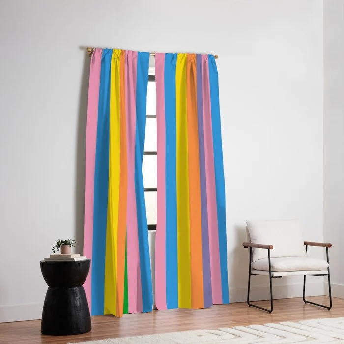 Fun Stripes Colorful Vertical Pattern Window Curtain