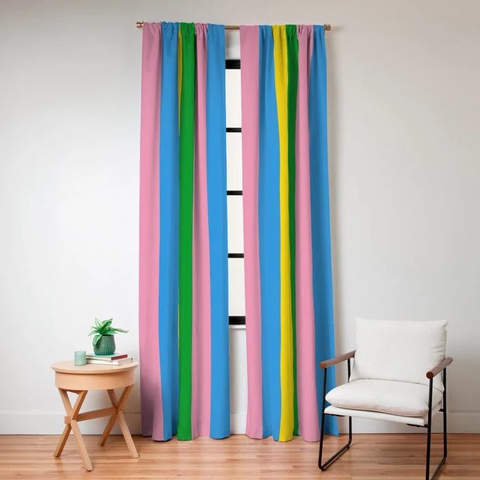 Fun Stripes Colorful Vertical Pattern Window Curtain