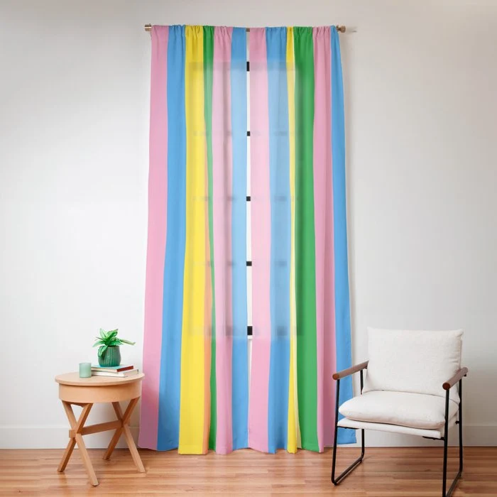 Fun Stripes Colorful Vertical Pattern Window Curtain