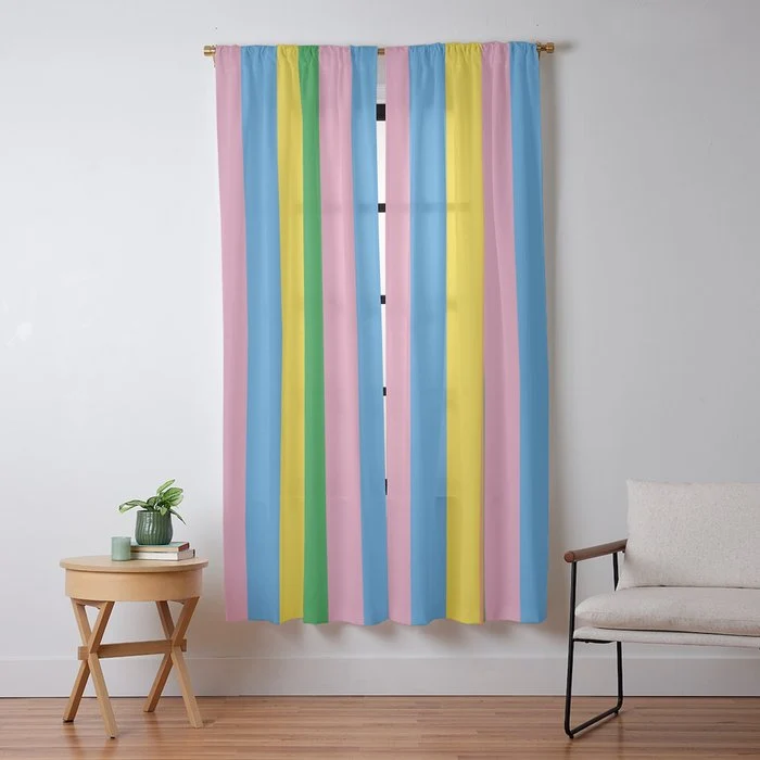 Fun Stripes Colorful Vertical Pattern Window Curtain