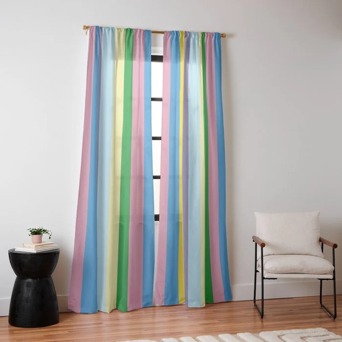 Fun Stripes Colorful Vertical Pattern Window Curtain