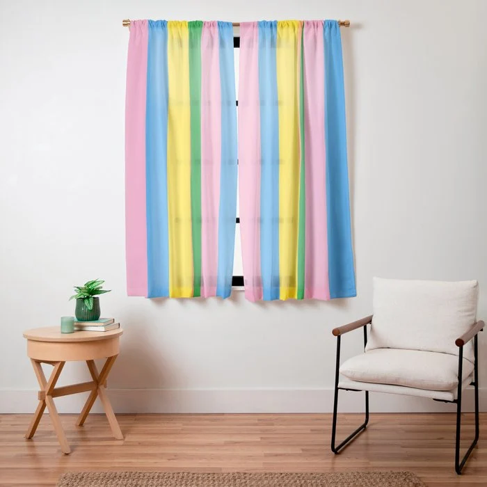 Fun Stripes Colorful Vertical Pattern Window Curtain