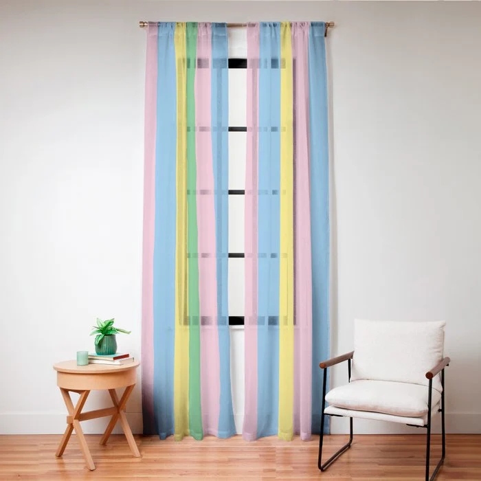 Fun Stripes Colorful Vertical Pattern Window Curtain