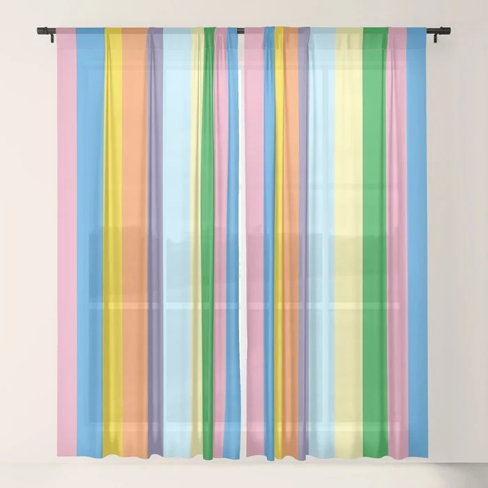 Fun Stripes Colorful Vertical Pattern Window Curtain
