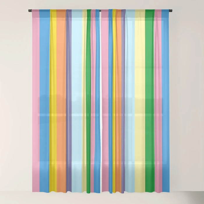 Fun Stripes Colorful Vertical Pattern Window Curtain