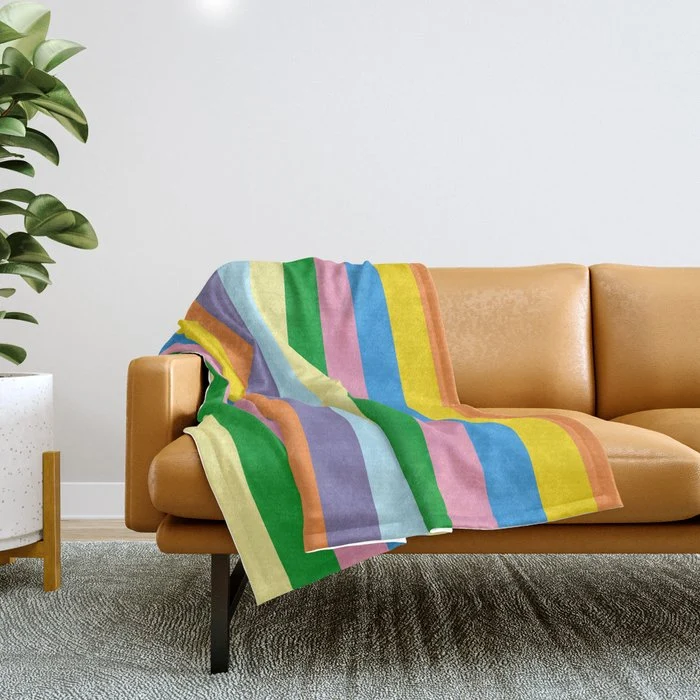 Fun Stripes Colorful Vertical Pattern Throw Blanket