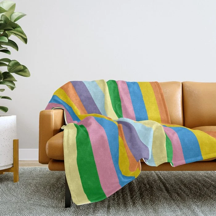 Fun Stripes Colorful Vertical Pattern Throw Blanket