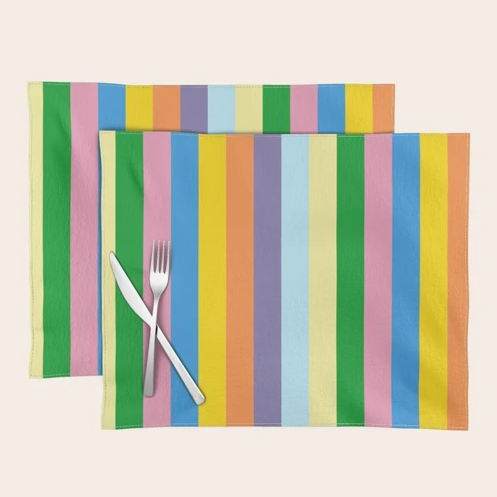 Fun Stripes Colorful Vertical Pattern Placemat