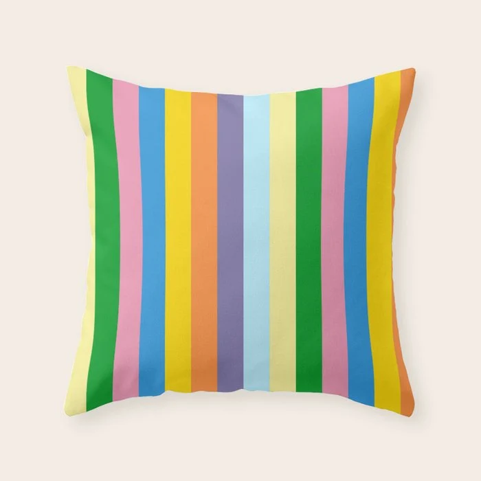 Fun Stripes Colorful Vertical Pattern Throw Pillow