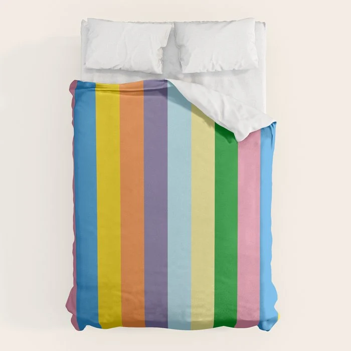 Fun Stripes Colorful Vertical Pattern Duvet Cover