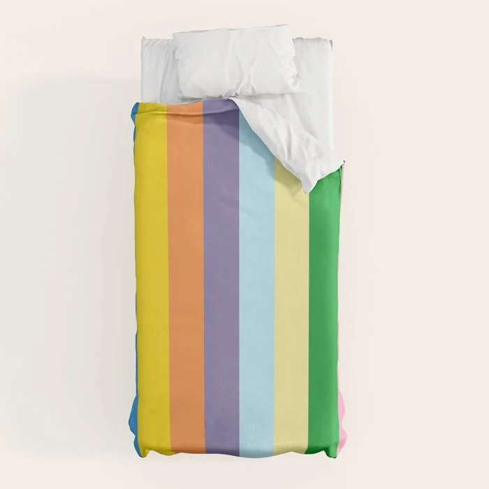 Fun Stripes Colorful Vertical Pattern Duvet Cover