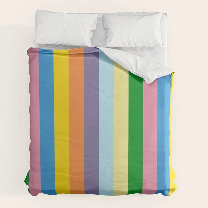 Fun Stripes Colorful Vertical Pattern Duvet Cover
