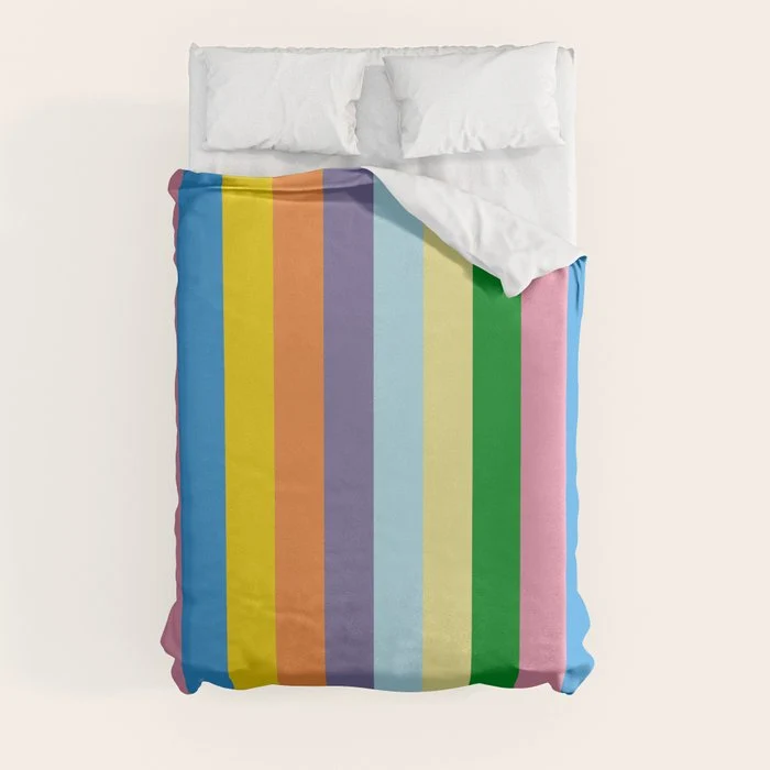 Fun Stripes Colorful Vertical Pattern Duvet Cover