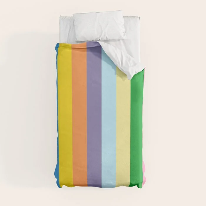 Fun Stripes Colorful Vertical Pattern Duvet Cover