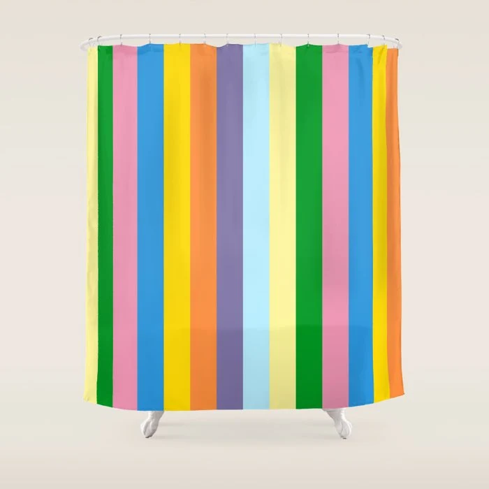 Fun Stripes Colorful Vertical Pattern Shower Curtain