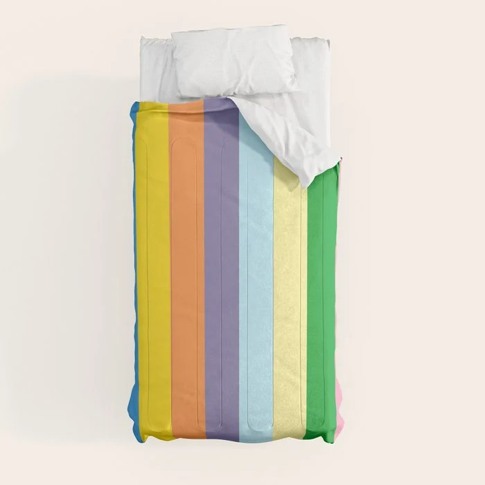 Fun Stripes Colorful Vertical Pattern Comforter