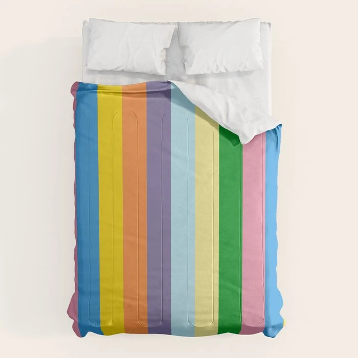 Fun Stripes Colorful Vertical Pattern Comforter
