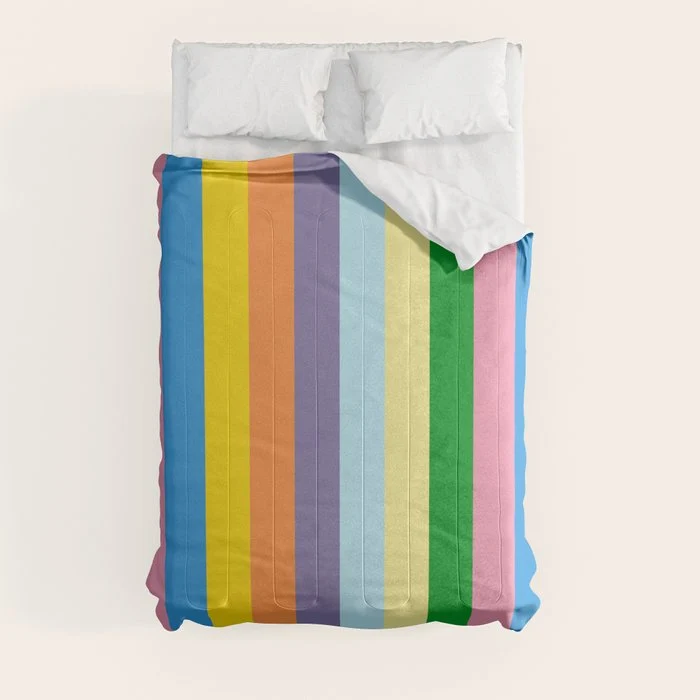 Fun Stripes Colorful Vertical Pattern Comforter