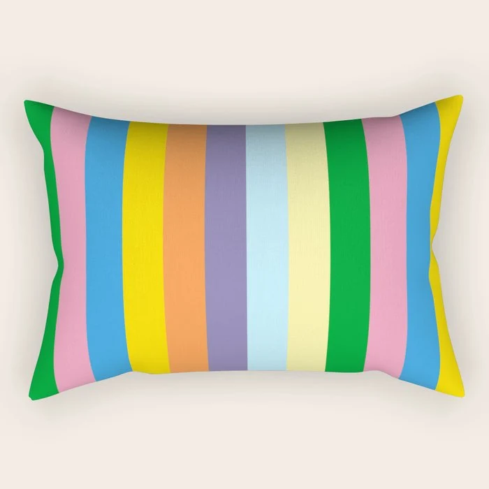 Fun Stripes Colorful Vertical Pattern Rectangular Pillow