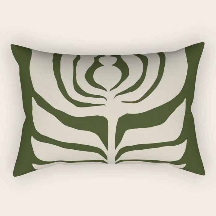 Night Bloom - Green Rectangular Pillow