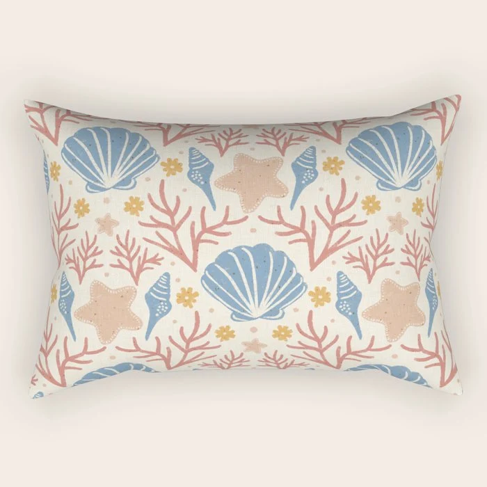 Seashells and Starfish Rectangular Pillow