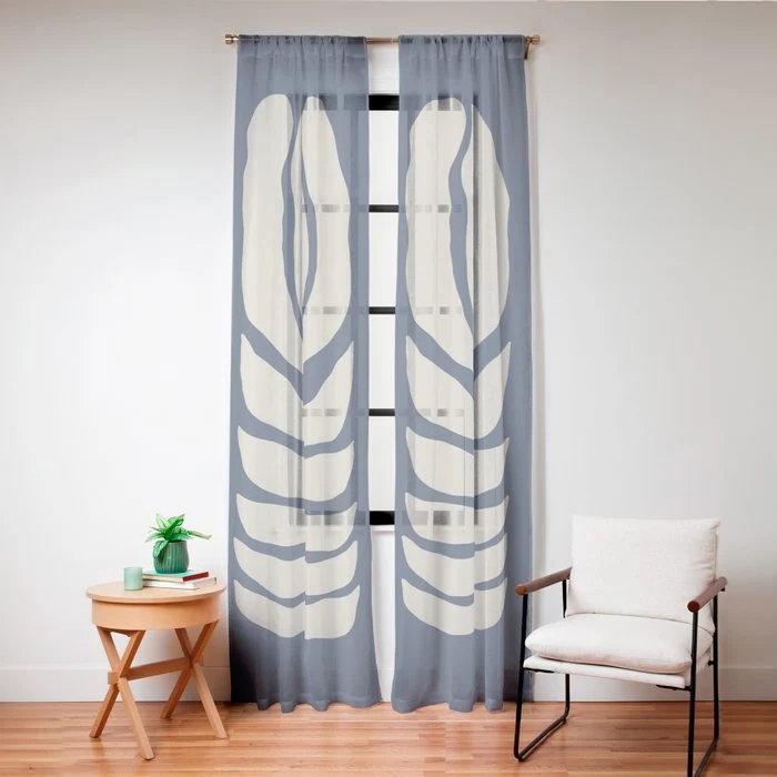 Night Bloom - Blue Window Curtain