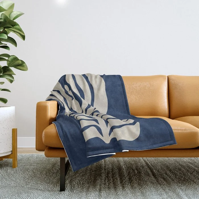 Night Bloom - Blue Throw Blanket