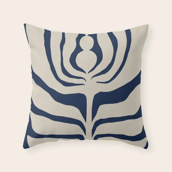 Night Bloom - Blue Throw Pillow