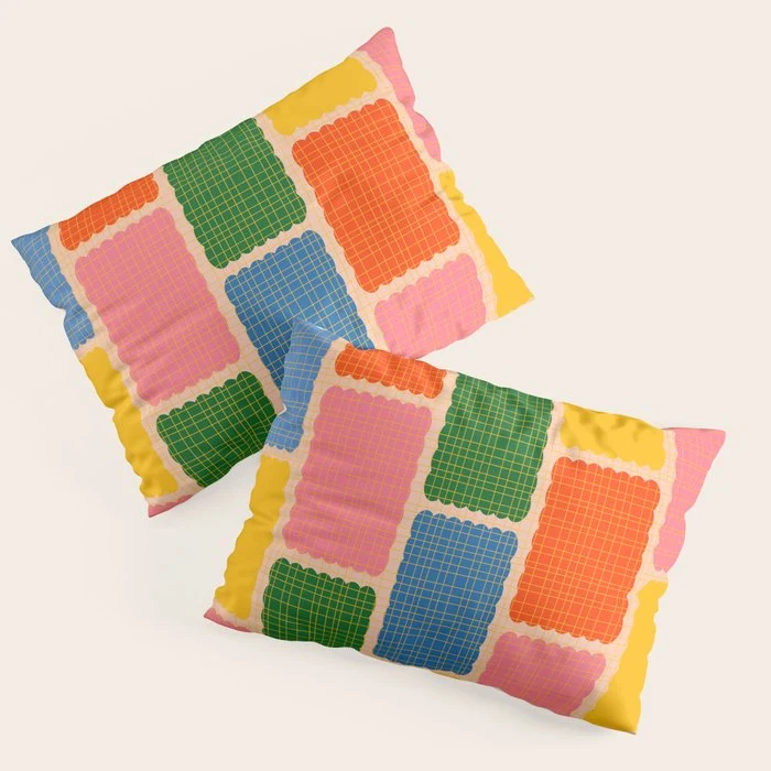 Colorful Retro Contemporary Woven Patchwork Pattern Pillow Sham