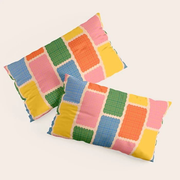 Colorful Retro Contemporary Woven Patchwork Pattern Pillow Sham