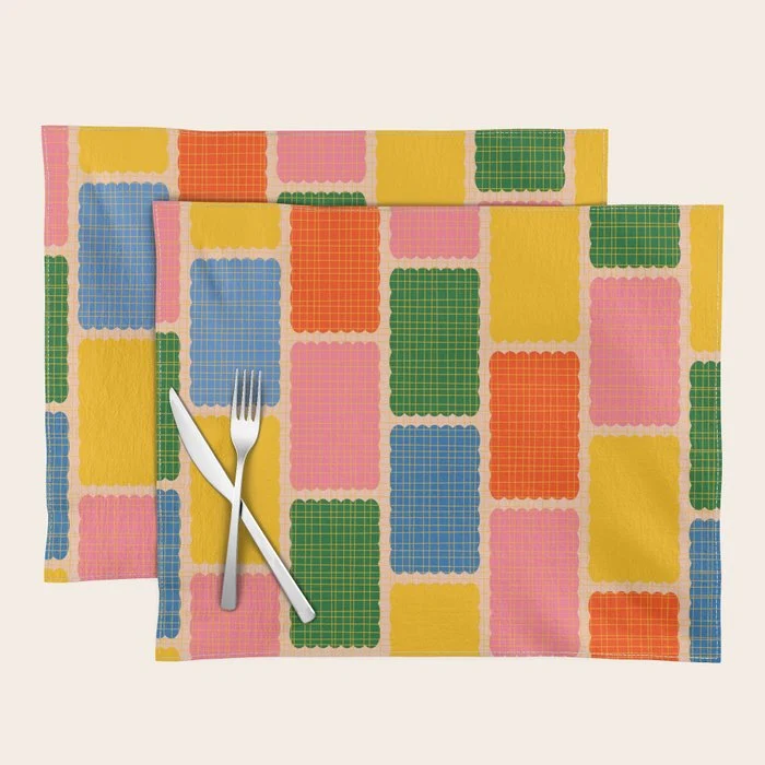 Colorful Retro Contemporary Woven Patchwork Pattern Placemat
