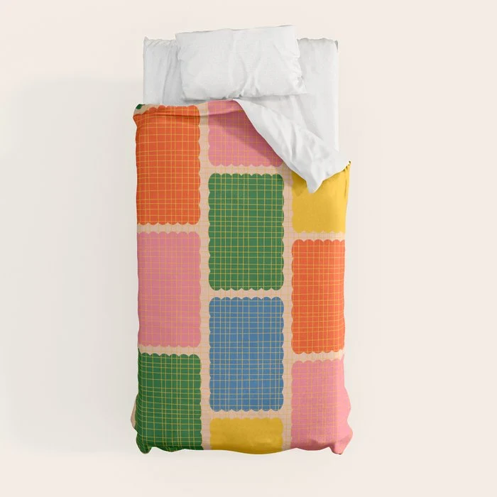 Colorful Retro Contemporary Woven Patchwork Pattern Duvet Cover