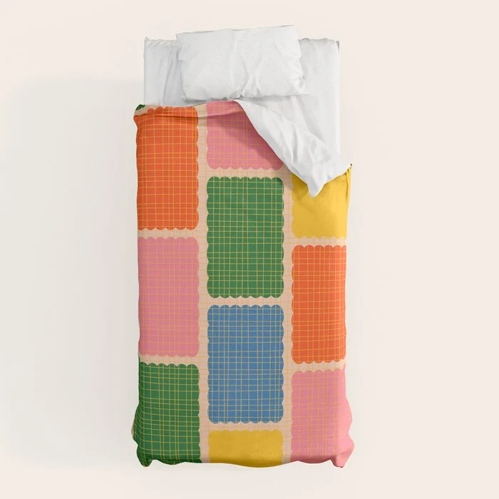 Colorful Retro Contemporary Woven Patchwork Pattern Duvet Cover
